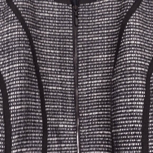 JONES NEW YORK Black Tweed Geometric Trim Zipper Blazer Jacket 10 Office Career - Picture 9 of 16
